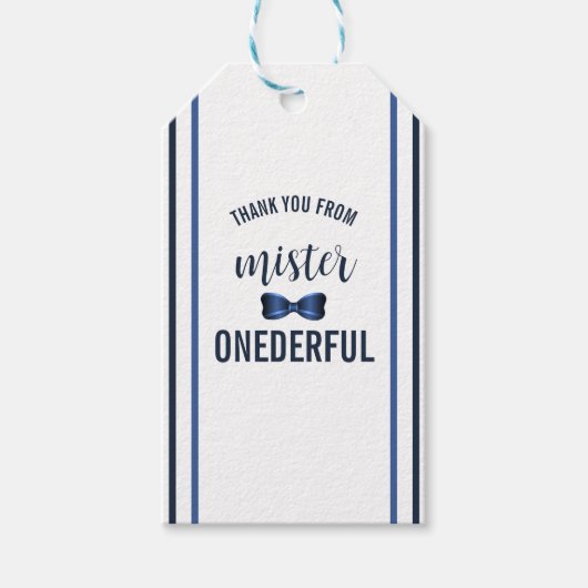 Mister Onederful Bow Stropdas 1e verjaardag Cadeaulabel (Voorkant)