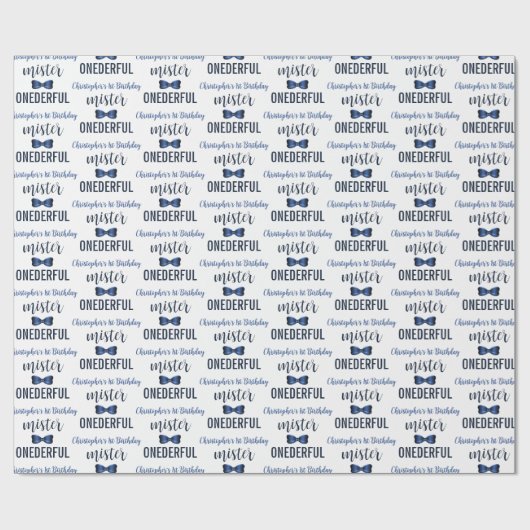 Mister Onederful Bow Stropdas 1e verjaardag Cadeaupapier (Vlak)