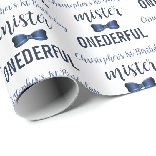 Mister Onederful Bow Stropdas 1e verjaardag Cadeaupapier (Rol Hoek)