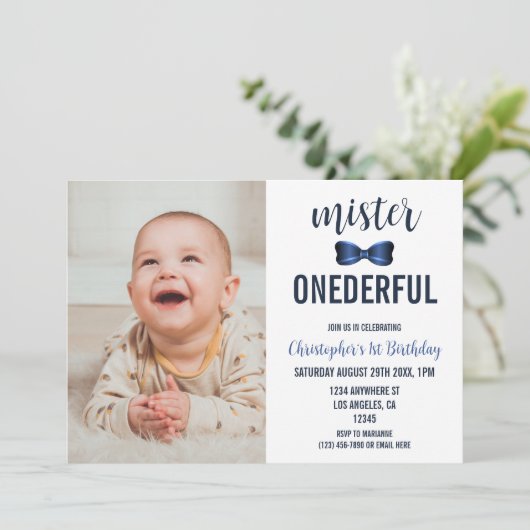 Mister Onederful Bow Stropdas 1e verjaardag Kaart (Staand voorkant)