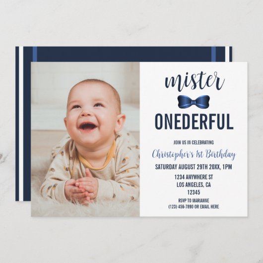 Mister Onederful Bow Stropdas 1e verjaardag Kaart (Voorkant / Achterkant)