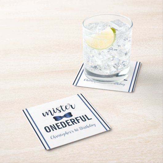 Mister Onederful Bow Stropdas 1e verjaardag Kartonnen Onderzetters (Insitu)