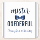 Mister Onederful Bow Stropdas 1e verjaardag Kartonnen Onderzetters (Voorkant)