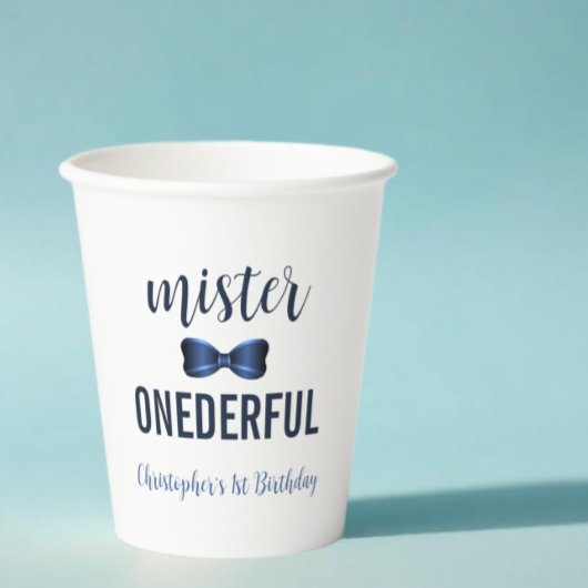 Mister Onederful Bow Stropdas 1e verjaardag Papieren Bekers