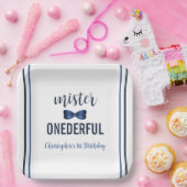 Mister Onederful Bow Stropdas 1e verjaardag Papieren Bordje (Feest)