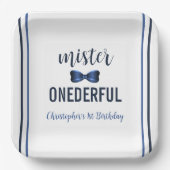 Mister Onederful Bow Stropdas 1e verjaardag Papieren Bordje (Voorkant)