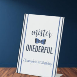 Mister Onederful Bow Stropdas 1e verjaardag Reclamebord Met Voetstuk