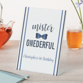 Mister Onederful Bow Stropdas 1e verjaardag Reclamebord Met Voetstuk