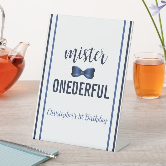 Mister Onederful Bow Stropdas 1e verjaardag Reclamebord Met Voetstuk (Insitu)