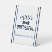 Mister Onederful Bow Stropdas 1e verjaardag Reclamebord Met Voetstuk (Voorkant)