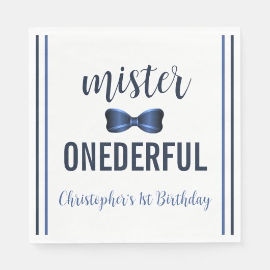 Mister Onederful Bow Stropdas 1e verjaardag Servet (Voorkant)