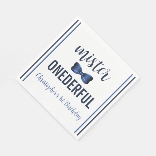 Mister Onederful Bow Stropdas 1e verjaardag Servet (Hoek)