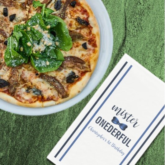 Mister Onederful Bow Stropdas 1e verjaardag servet