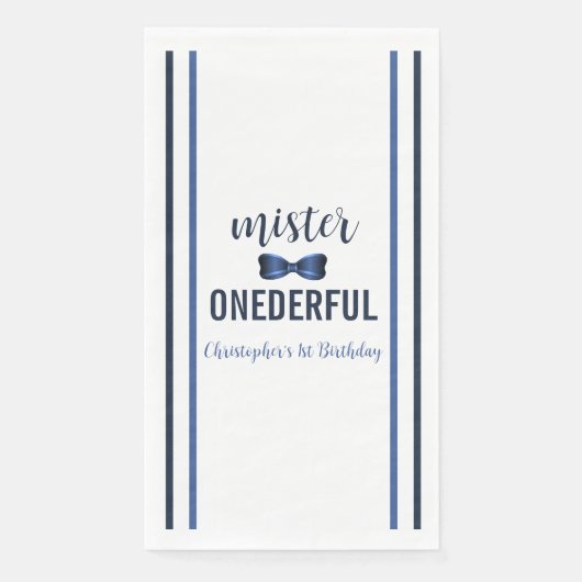 Mister Onederful Bow Stropdas 1e verjaardag servet (Voorkant)