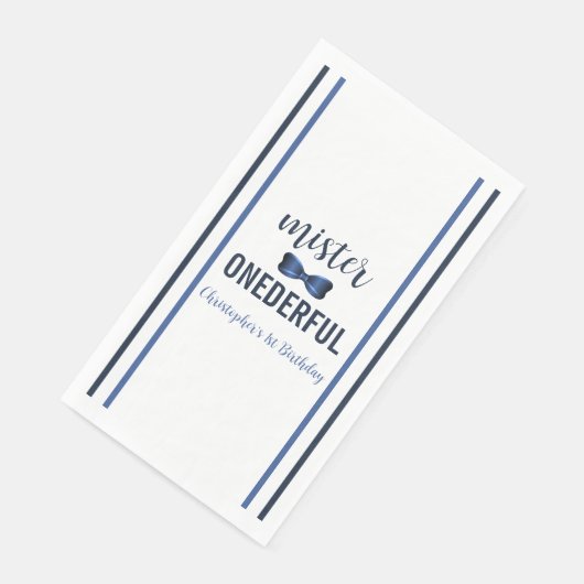 Mister Onederful Bow Stropdas 1e verjaardag servet (Hoek)