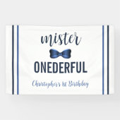 Mister Onederful Bow Stropdas 1e verjaardag Spandoek (Horizontaal)