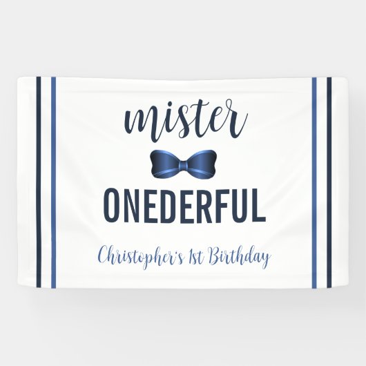 Mister Onederful Bow Stropdas 1e verjaardag Spandoek (Horizontaal)