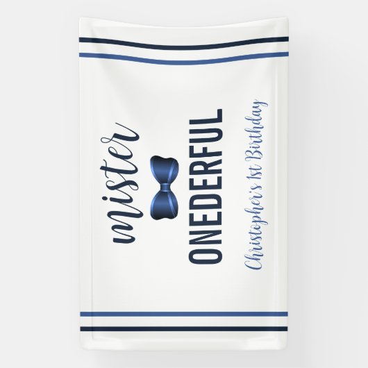 Mister Onederful Bow Stropdas 1e verjaardag Spandoek (Verticaal)