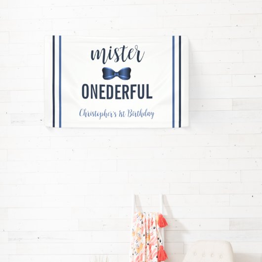 Mister Onederful Bow Stropdas 1e verjaardag Spandoek (Insitu)