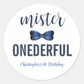 Mister Onederful Bow Stropdas 1e verjaardag Sticke Ronde Sticker (Voorkant)