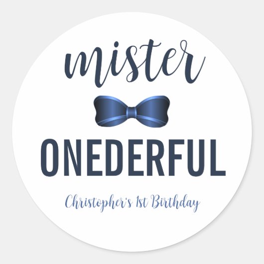 Mister Onederful Bow Stropdas 1e verjaardag Sticke Ronde Sticker (Voorkant)