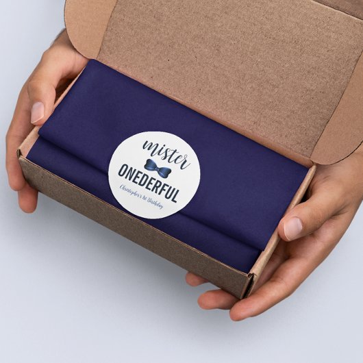 Mister Onederful Bow Stropdas 1e verjaardag Sticke Ronde Sticker