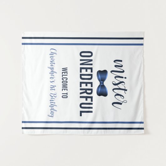 Mister Onederful Bow Stropdas 1e verjaardag Wandkleed (Voorkant (horizontaal))