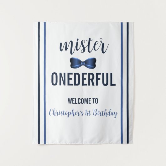 Mister Onederful Bow Stropdas 1e verjaardag Wandkleed (Voorkant)