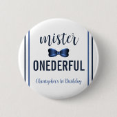 Mister Onederful Strikdas 1e Verjaardag Ronde Button 5,7 Cm (Voorkant)