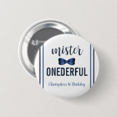 Mister Onederful Strikdas 1e Verjaardag Ronde Button 5,7 Cm (Voorkant /achterkant)