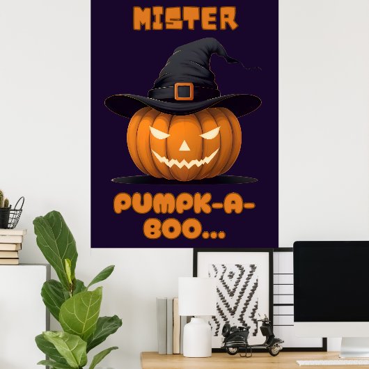 Mister Pumpk-A-Boo Halloween Pompoen Poster (Thuiskantoor)
