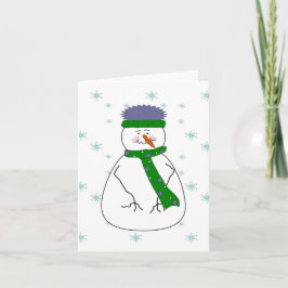 Mister Snowman Zaaien Whimsical Primitive Art Feestdagen Kaart
