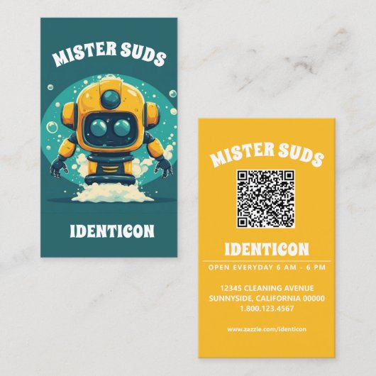 MISTER SUDS WASS met QR-code Visitekaartje (Voorkant / Achterkant)