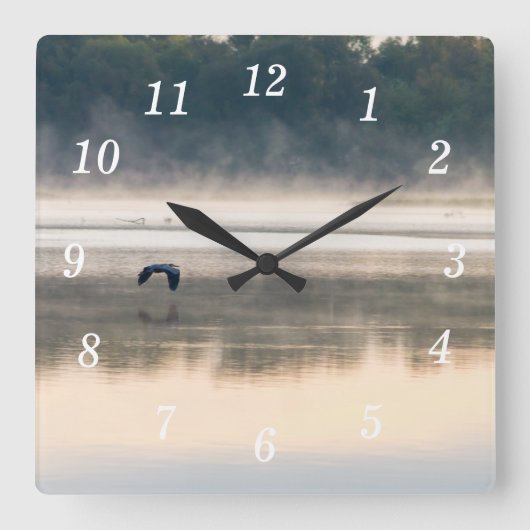 Misterige Ochtend Flight Wall Clock Vierkante Klok (Voorkant)