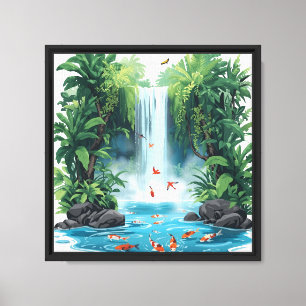 Mistfall Haven – Regenwoud Waterval Sanctuarium Il Canvas Afdruk