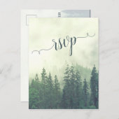 Mistgebergte Groene dennenbos bruiloft RSVP Briefkaart (Voorkant / Achterkant)