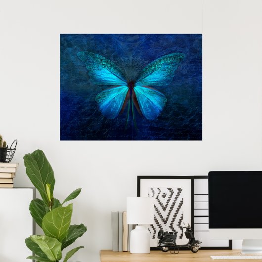 Mistic Blue Butterfly Poster (Thuiskantoor)