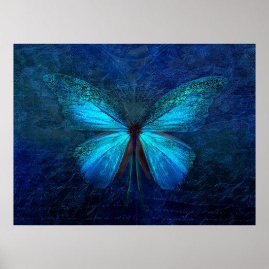 Mistic Blue Butterfly Poster (Voorkant)