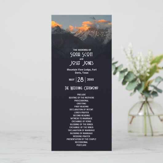 Mistic Mountain Dark Wedding-programma (Staand voorkant)