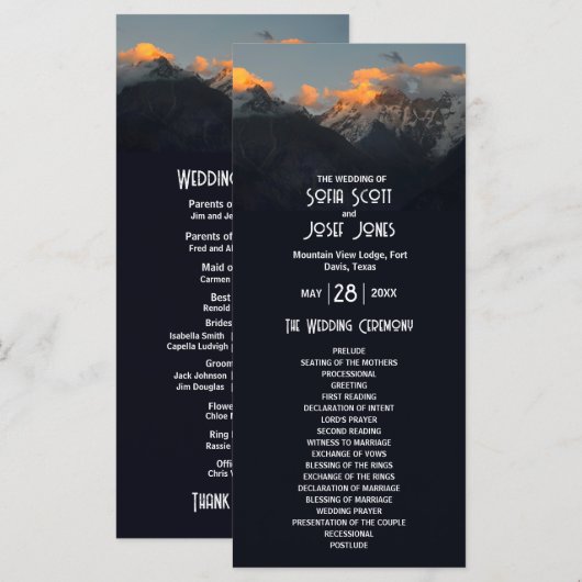 Mistic Mountain Dark Wedding-programma (Voorkant / Achterkant)