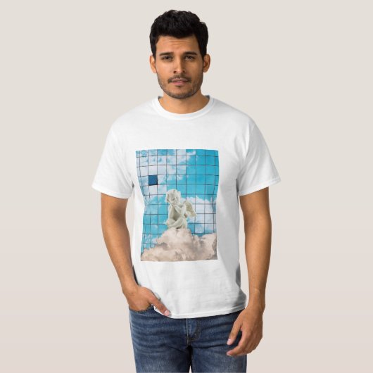 Místico Branco Simbólico Céu Anjo Design Emocional T-shirt (Voorkant volledig)