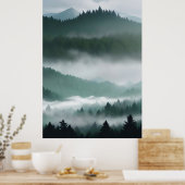 mistig bergbos poster (Keuken)