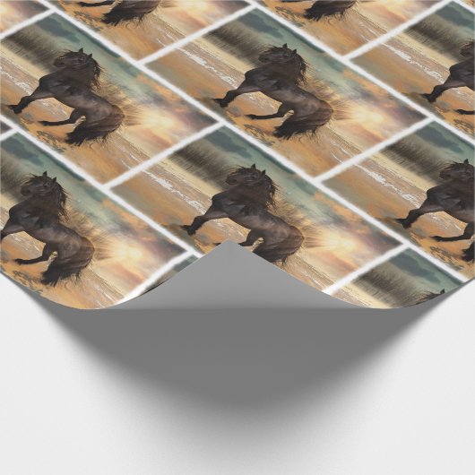 mistig fries ochtendpaard cadeaupapier (Hoek)