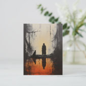 mistig gotisch landschap briefkaart (Staand voorkant)