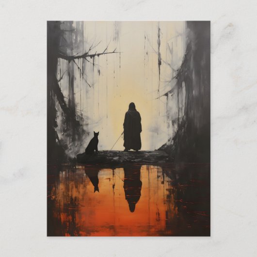 mistig gotisch landschap briefkaart (Voorkant)