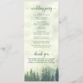 mistig groen berg dennenbos rustieke bruiloft programmakaart (Achterkant)