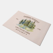  mistig groen bos Waterverf Cabin Lodge Deurmat (Schuin)