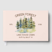  mistig groen bos Waterverf Cabin Lodge Gastenboek (Voorkant)