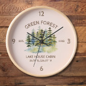  mistig groen bos Waterverf Cabin Lodge Grote Klok