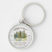 mistig groen bos Waterverf Cabin Lodge Sleutelhanger (Voorkant)